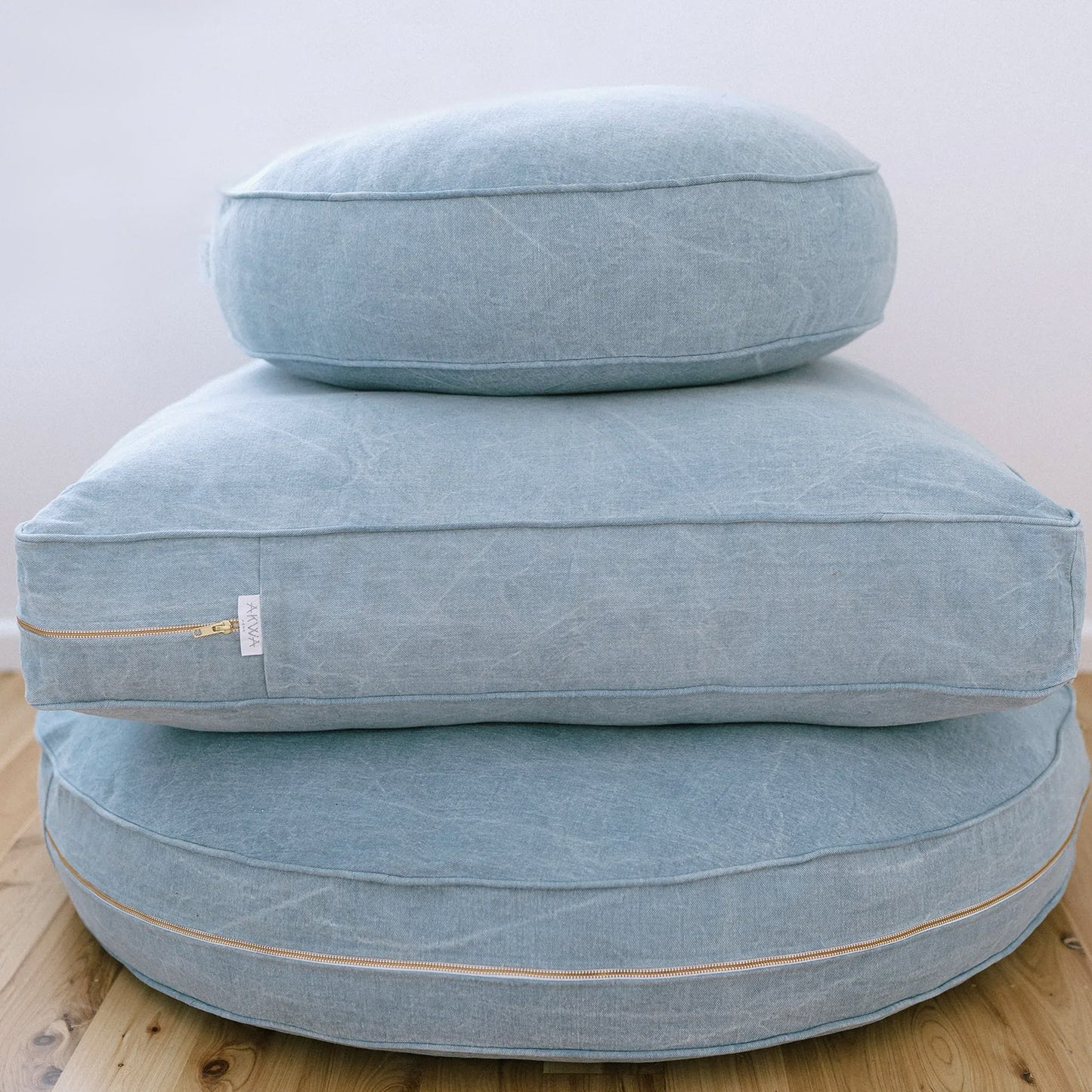 Classic stone bleached wash dog beds stacked 